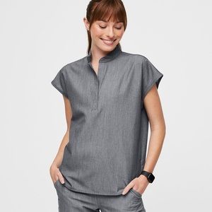 Figs Rafaela scrub top- Mandarin Collar Scrub Top - XS / graphite